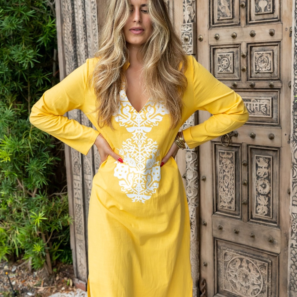 NEW - Cotton Maxi Dress with Appliqué Detail